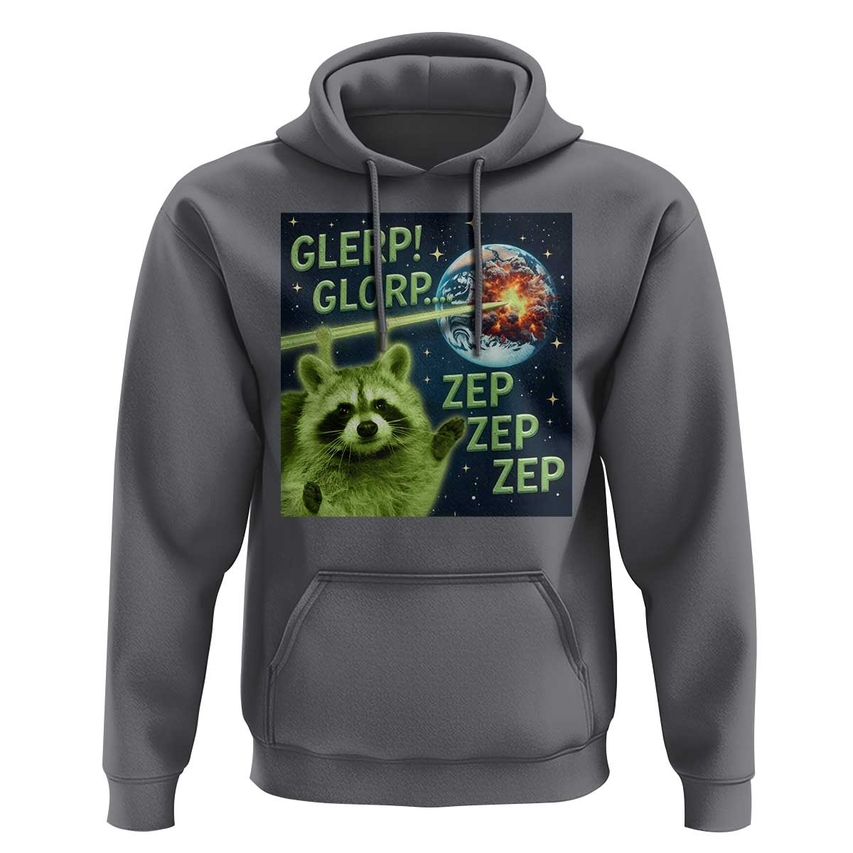 Funny Alien Raccoon Meme Hoodie Glerp Glorp Brainrot Stupid Gift - Wonder Print Shop