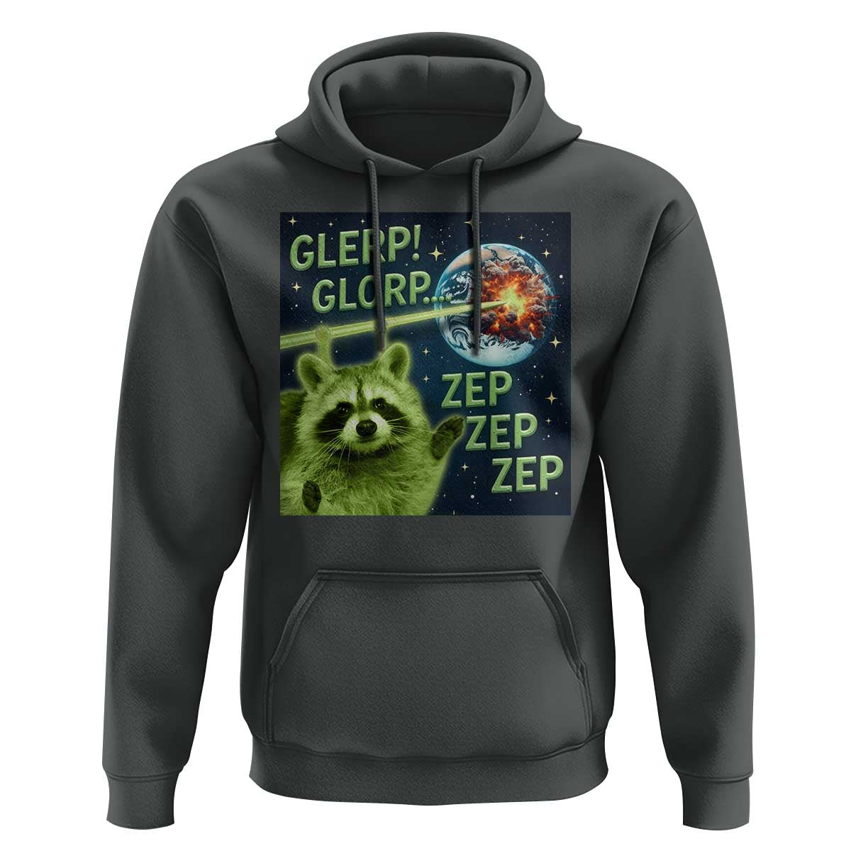 Funny Alien Raccoon Meme Hoodie Glerp Glorp Brainrot Stupid Gift - Wonder Print Shop