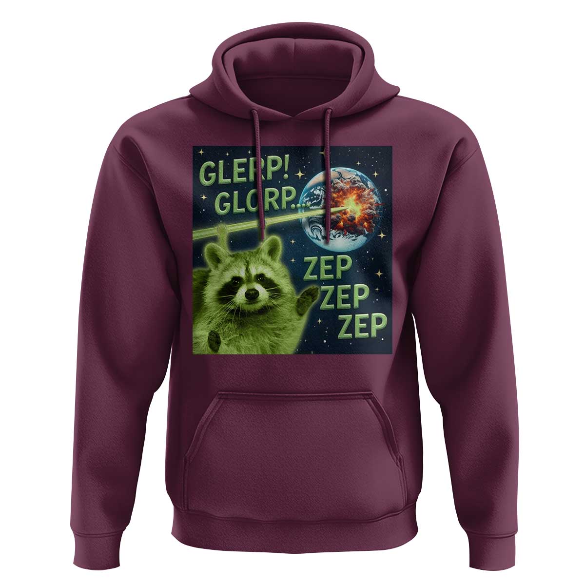 Funny Alien Raccoon Meme Hoodie Glerp Glorp Brainrot Stupid Gift - Wonder Print Shop