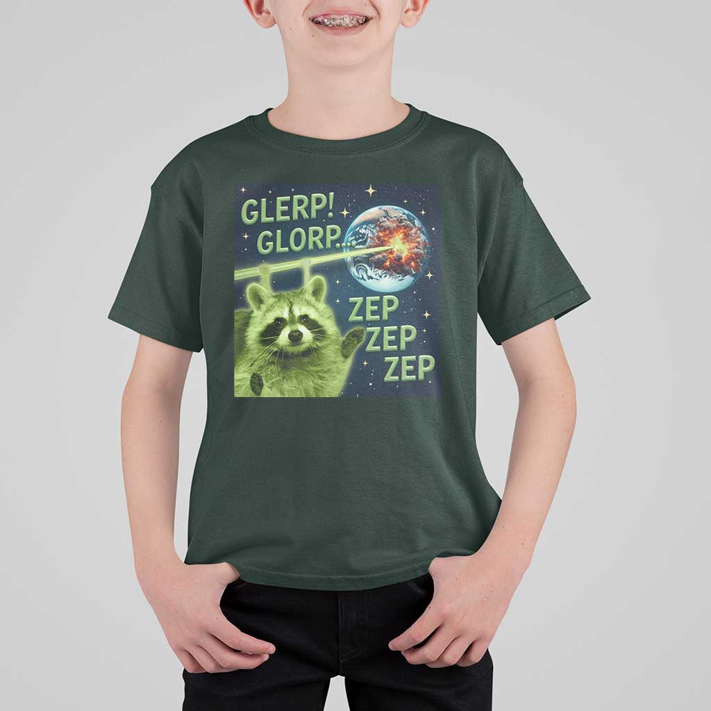 Funny Alien Raccoon Meme T Shirt For Kid Glerp Glorp Brainrot Stupid Gift - Wonder Print Shop