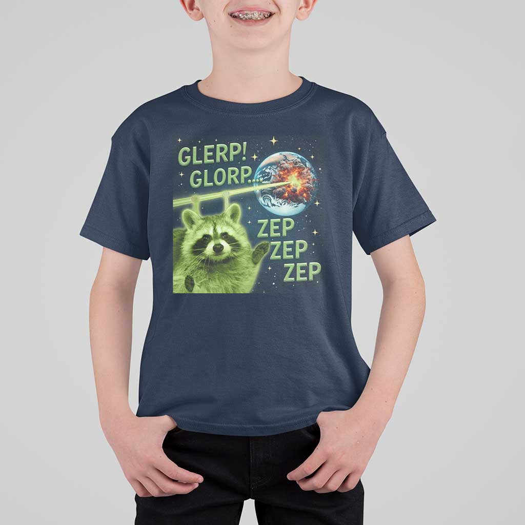 Funny Alien Raccoon Meme T Shirt For Kid Glerp Glorp Brainrot Stupid Gift - Wonder Print Shop