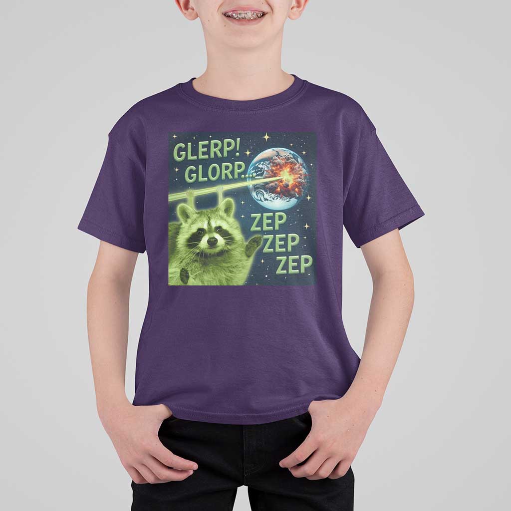 Funny Alien Raccoon Meme T Shirt For Kid Glerp Glorp Brainrot Stupid Gift - Wonder Print Shop