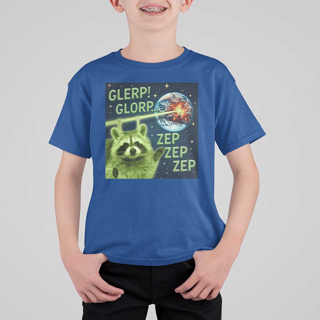 Funny Alien Raccoon Meme T Shirt For Kid Glerp Glorp Brainrot Stupid Gift - Wonder Print Shop