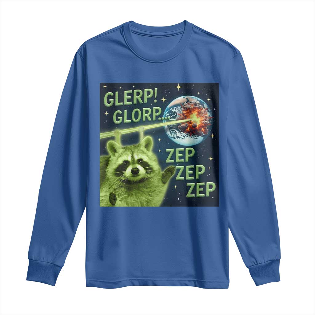 Funny Alien Raccoon Meme Long Sleeve Shirt Glerp Glorp Brainrot Stupid Gift - Wonder Print Shop