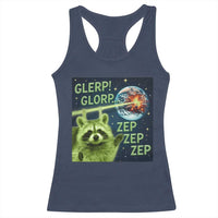 Funny Alien Raccoon Meme Racerback Tank Top Glerp Glorp Brainrot Stupid Gift - Wonder Print Shop