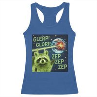 Funny Alien Raccoon Meme Racerback Tank Top Glerp Glorp Brainrot Stupid Gift - Wonder Print Shop
