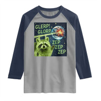 Funny Alien Raccoon Meme Raglan Shirt Glerp Glorp Brainrot Stupid Gift - Wonder Print Shop