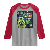 Funny Alien Raccoon Meme Raglan Shirt Glerp Glorp Brainrot Stupid Gift - Wonder Print Shop