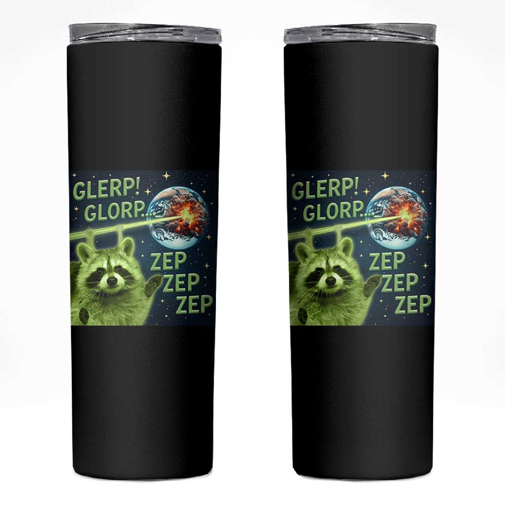 Funny Alien Raccoon Meme Skinny Tumbler Glerp Glorp Brainrot Stupid Gift - Wonder Print Shop