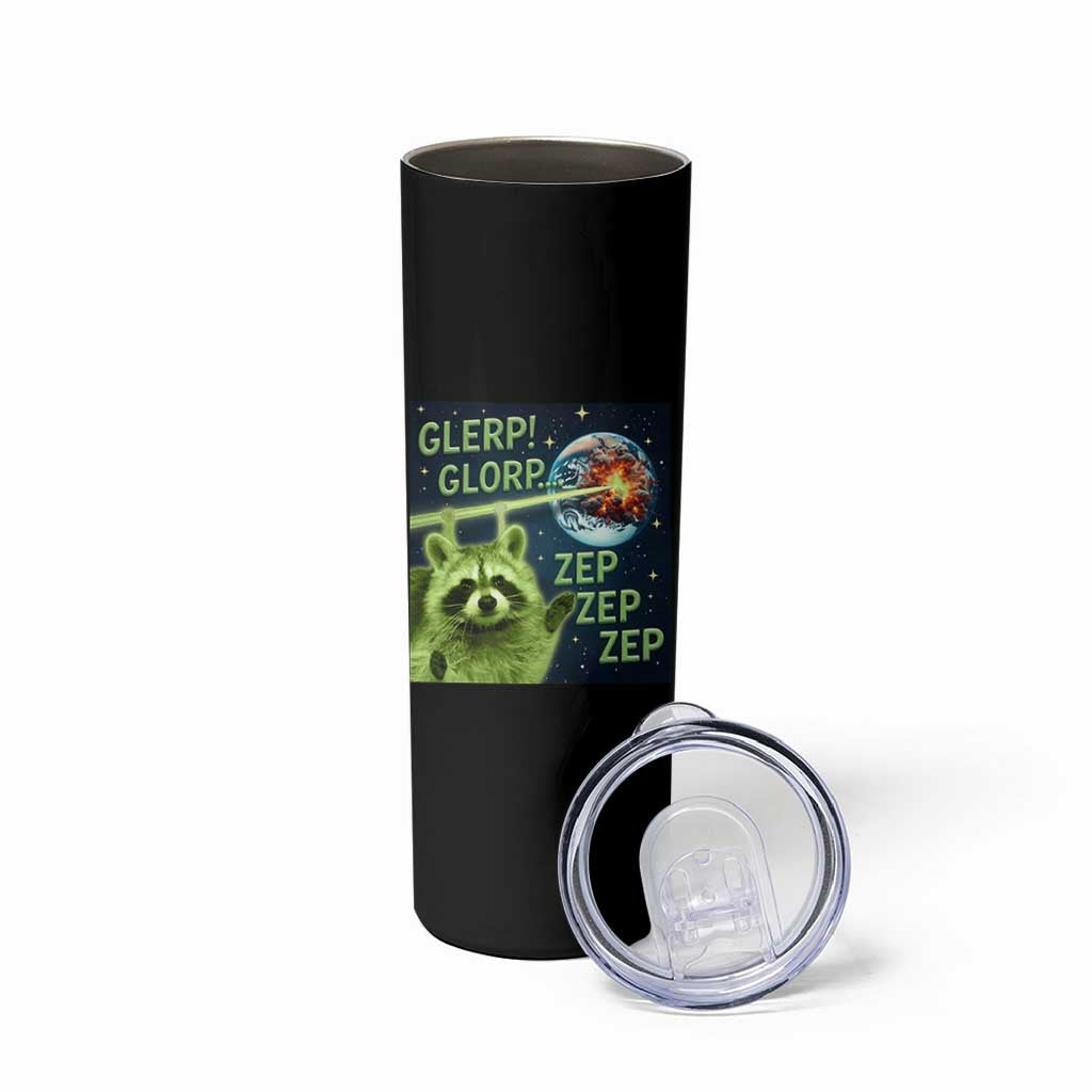 Funny Alien Raccoon Meme Skinny Tumbler Glerp Glorp Brainrot Stupid Gift - Wonder Print Shop
