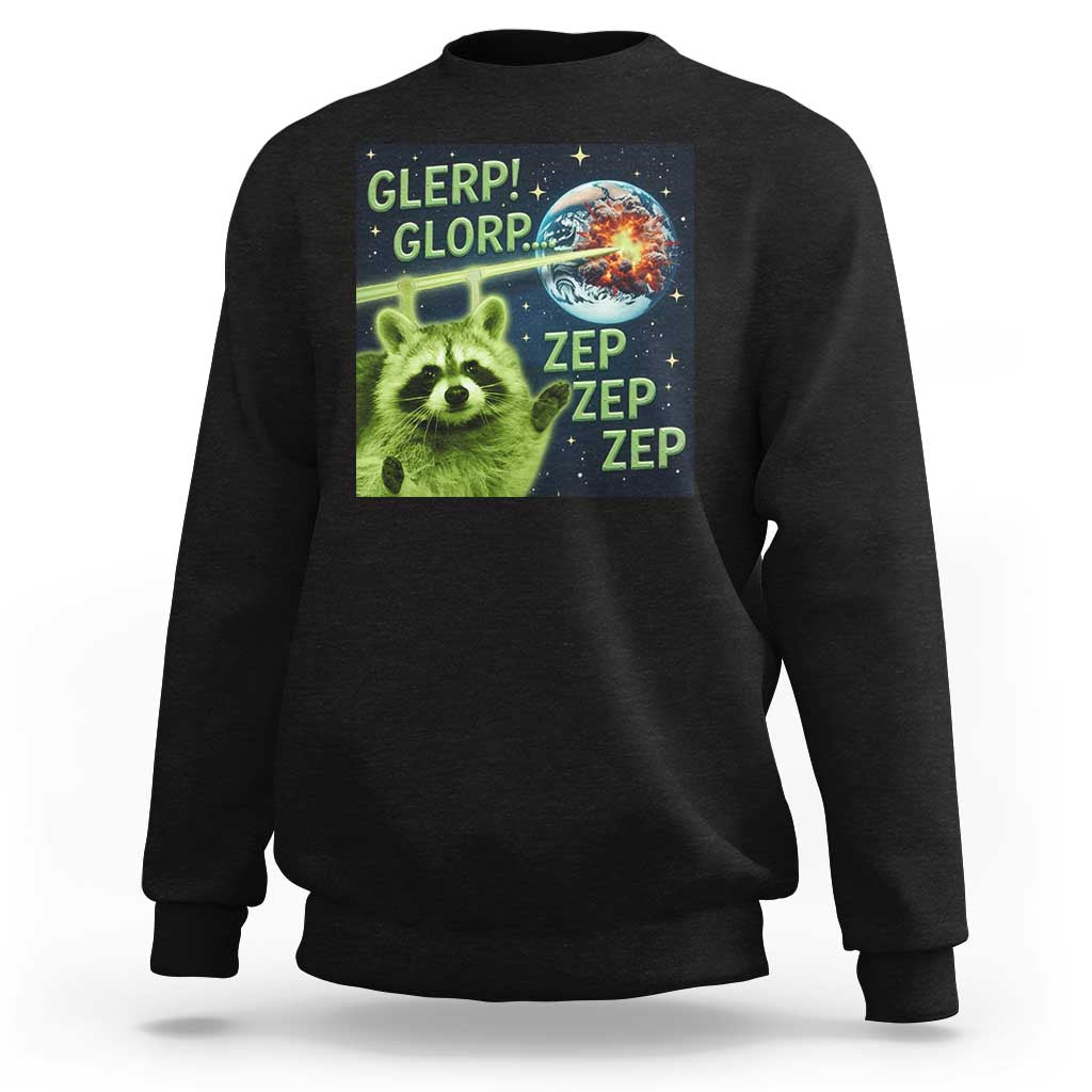Funny Alien Raccoon Meme Sweatshirt Glerp Glorp Brainrot Stupid Gift - Wonder Print Shop