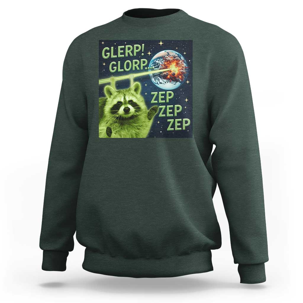 Funny Alien Raccoon Meme Sweatshirt Glerp Glorp Brainrot Stupid Gift - Wonder Print Shop