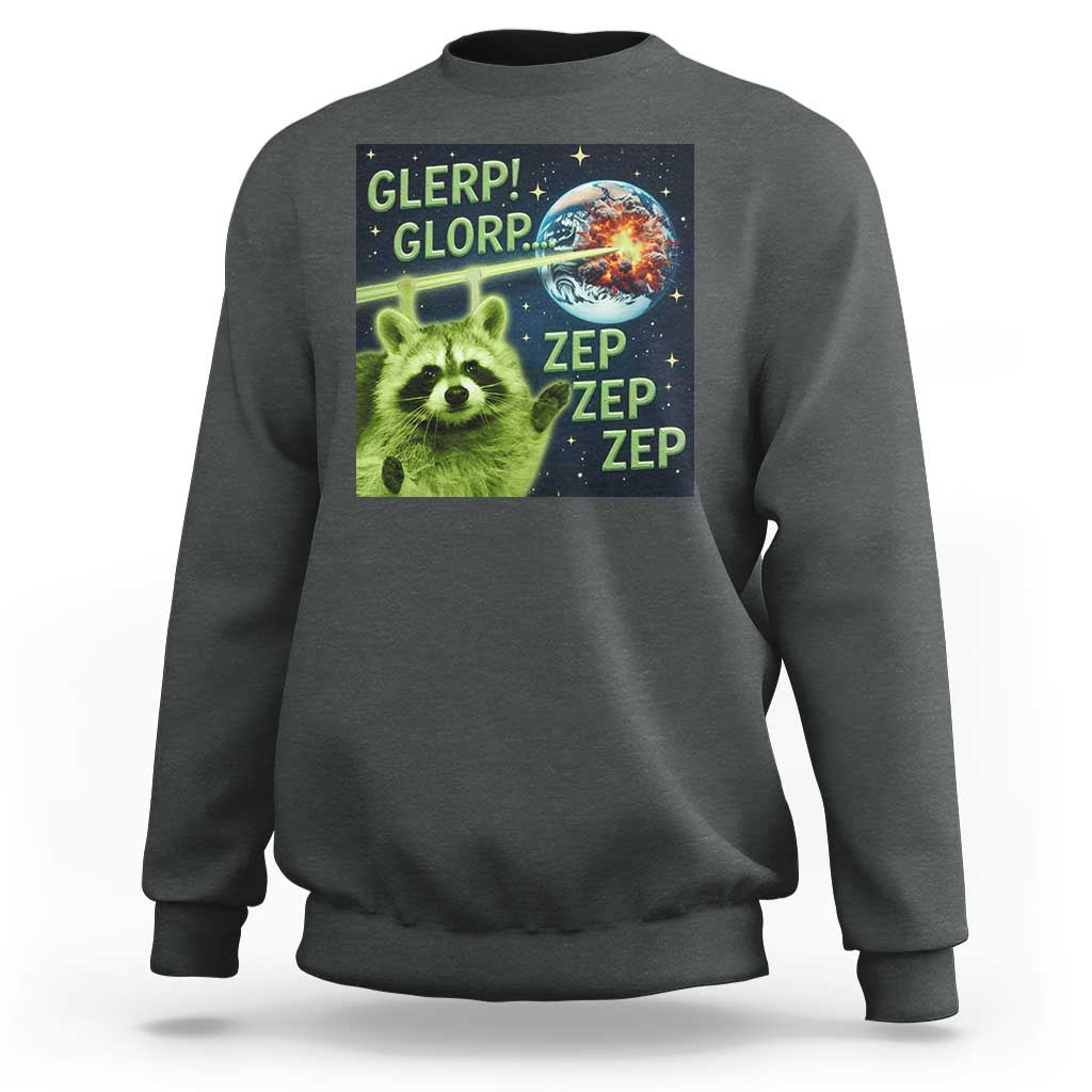 Funny Alien Raccoon Meme Sweatshirt Glerp Glorp Brainrot Stupid Gift - Wonder Print Shop
