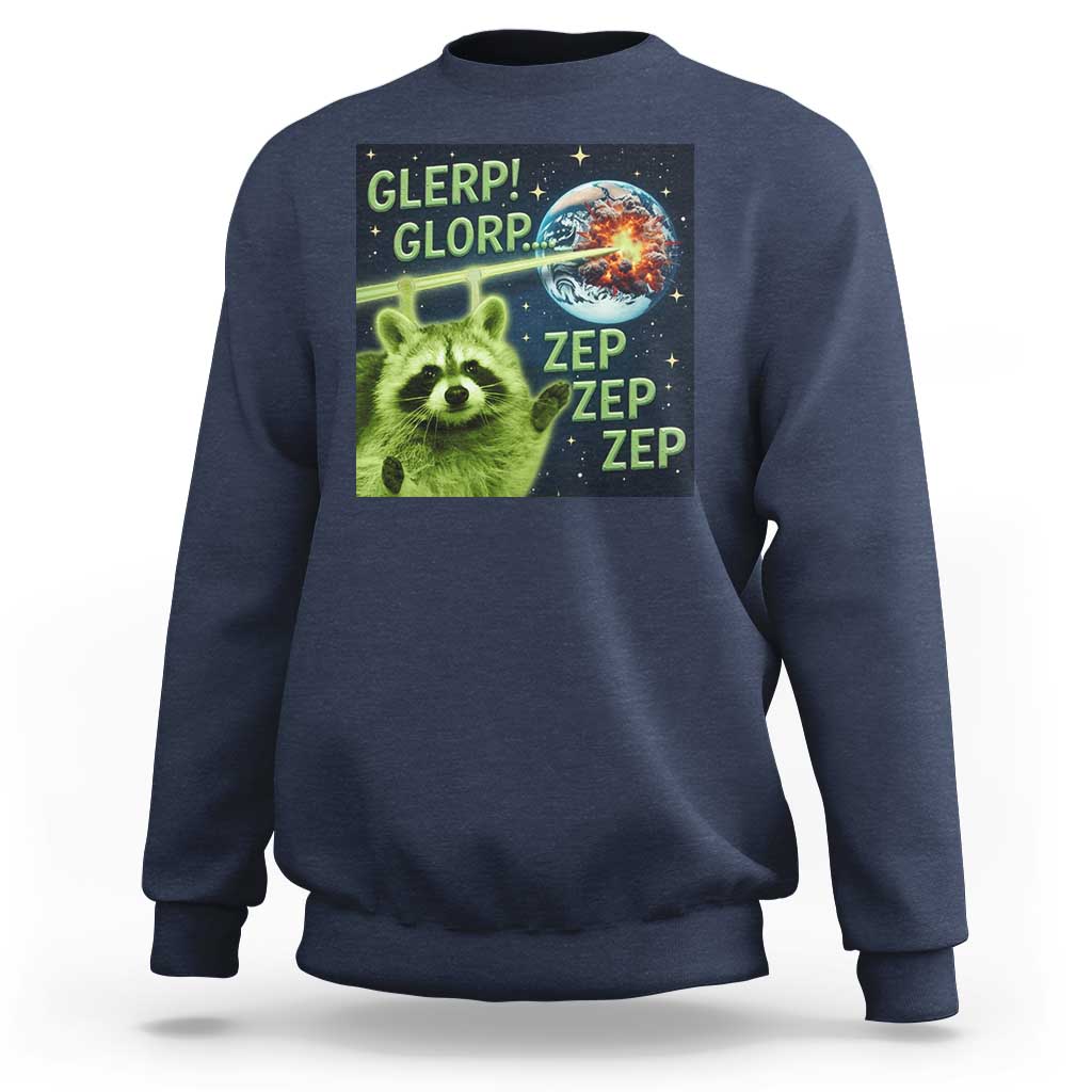 Funny Alien Raccoon Meme Sweatshirt Glerp Glorp Brainrot Stupid Gift - Wonder Print Shop