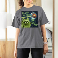 Funny Alien Raccoon Meme T Shirt For Women Glerp Glorp Brainrot Stupid Gift - Wonder Print Shop