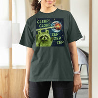 Funny Alien Raccoon Meme T Shirt For Women Glerp Glorp Brainrot Stupid Gift - Wonder Print Shop