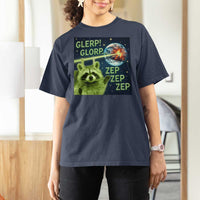Funny Alien Raccoon Meme T Shirt For Women Glerp Glorp Brainrot Stupid Gift - Wonder Print Shop