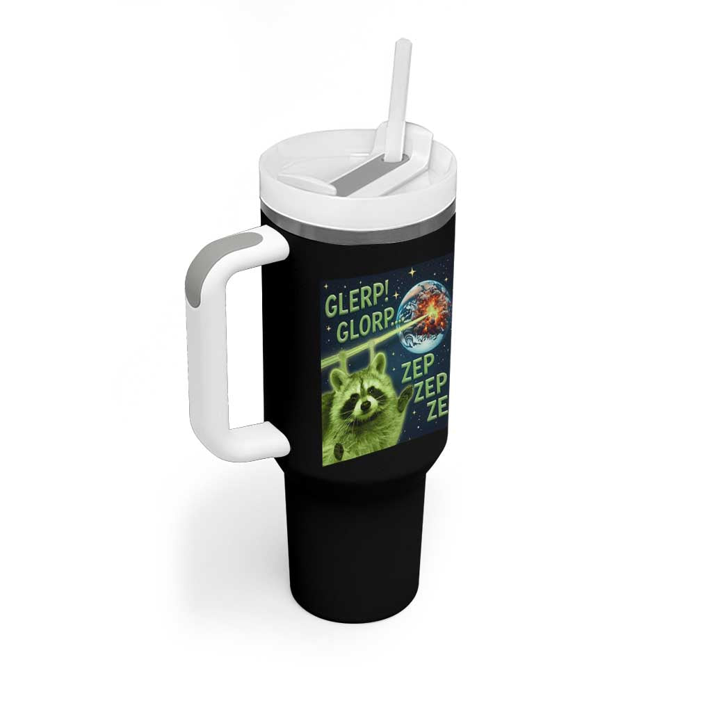 Funny Alien Raccoon Meme Tumbler With Handle Glerp Glorp Brainrot Stupid Gift - Wonder Print Shop