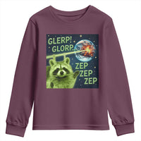 Funny Alien Raccoon Meme Youth Sweatshirt Glerp Glorp Brainrot Stupid Gift - Wonder Print Shop