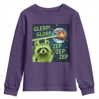 Funny Alien Raccoon Meme Youth Sweatshirt Glerp Glorp Brainrot Stupid Gift - Wonder Print Shop
