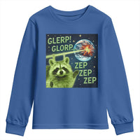 Funny Alien Raccoon Meme Youth Sweatshirt Glerp Glorp Brainrot Stupid Gift - Wonder Print Shop