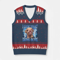 I Got That Dawg in Me Chihuahua V-Neck Knit Sweater Vest Funny Ironic Meme Viral Quote - Wonder Print Shop