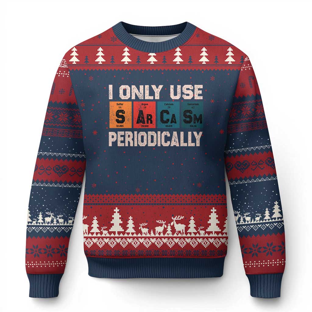 Sarcasm Periodic Table Ugly Christmas Sweater Element Weird Science Joke Gift - Wonder Print Shop