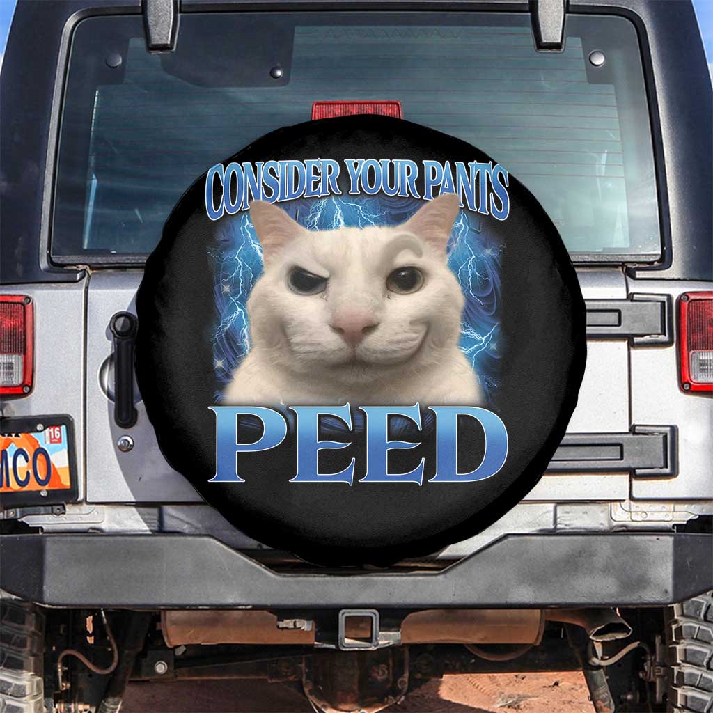 Meme Cat Spare Tire Cover Funny Weird Humor Consider Your Pants Peed - Wonder Print Shop