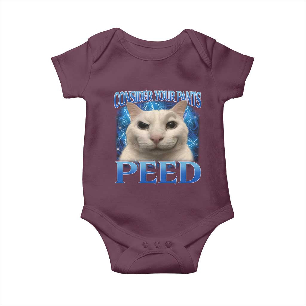 Meme Cat Baby Onesie Funny Weird Humor Consider Your Pants Peed - Wonder Print Shop