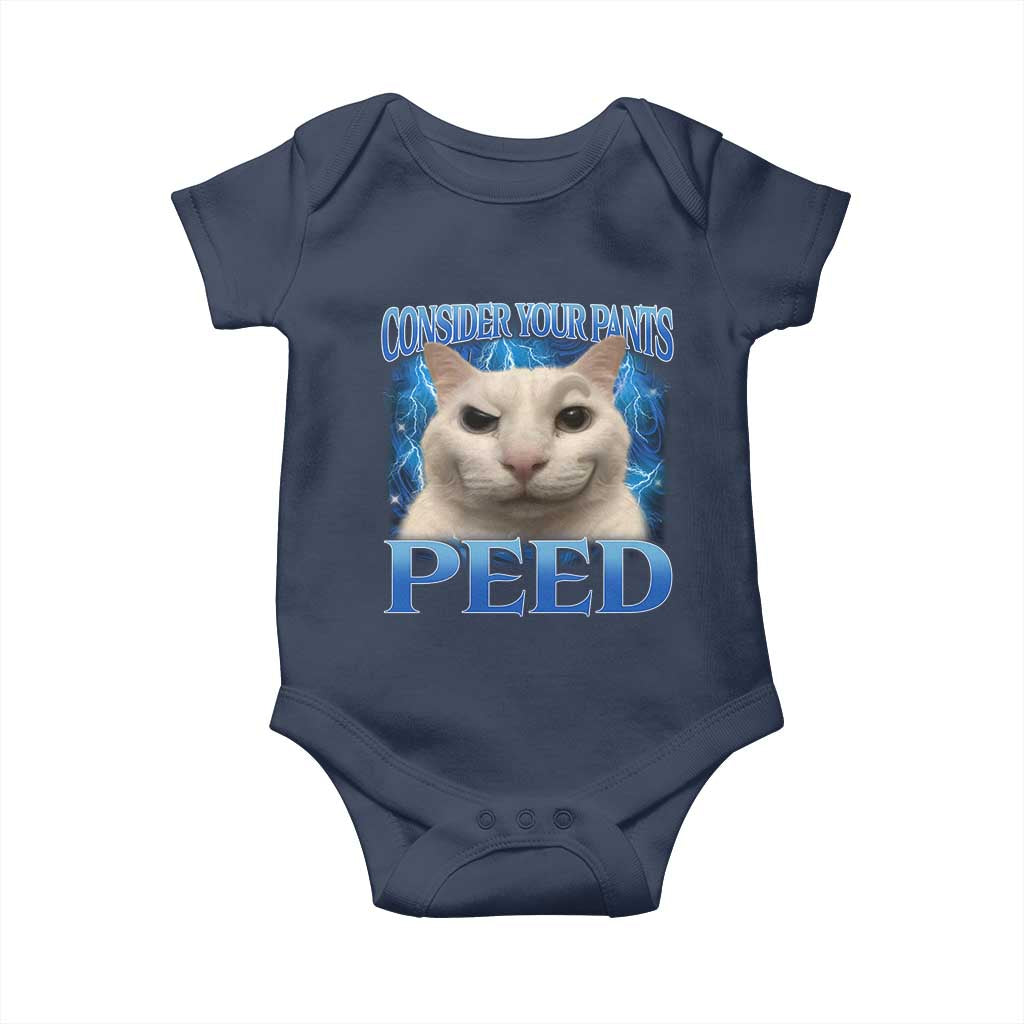 Meme Cat Baby Onesie Funny Weird Humor Consider Your Pants Peed - Wonder Print Shop