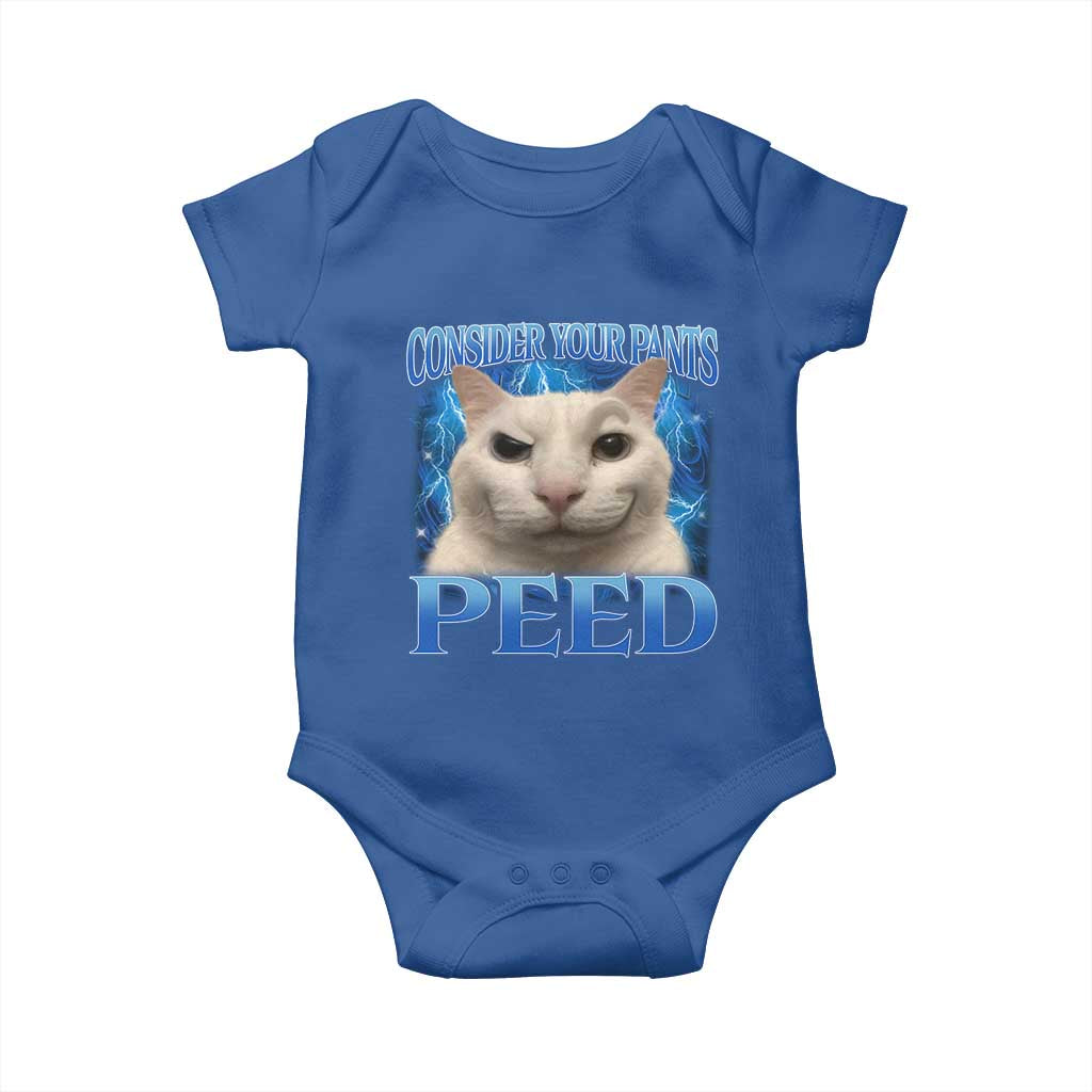 Meme Cat Baby Onesie Funny Weird Humor Consider Your Pants Peed - Wonder Print Shop