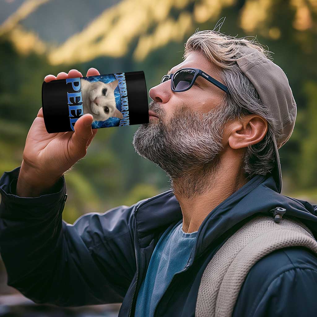 Meme Cat 4 in 1 Can Cooler Tumbler Funny Weird Humor Consider Your Pants Peed - Wonder Print Shop