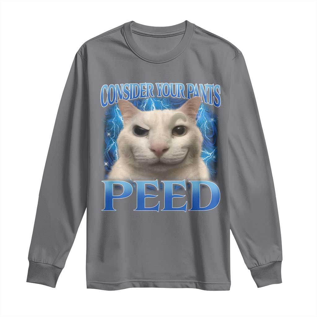 Meme Cat Long Sleeve Shirt Funny Weird Humor Consider Your Pants Peed - Wonder Print Shop