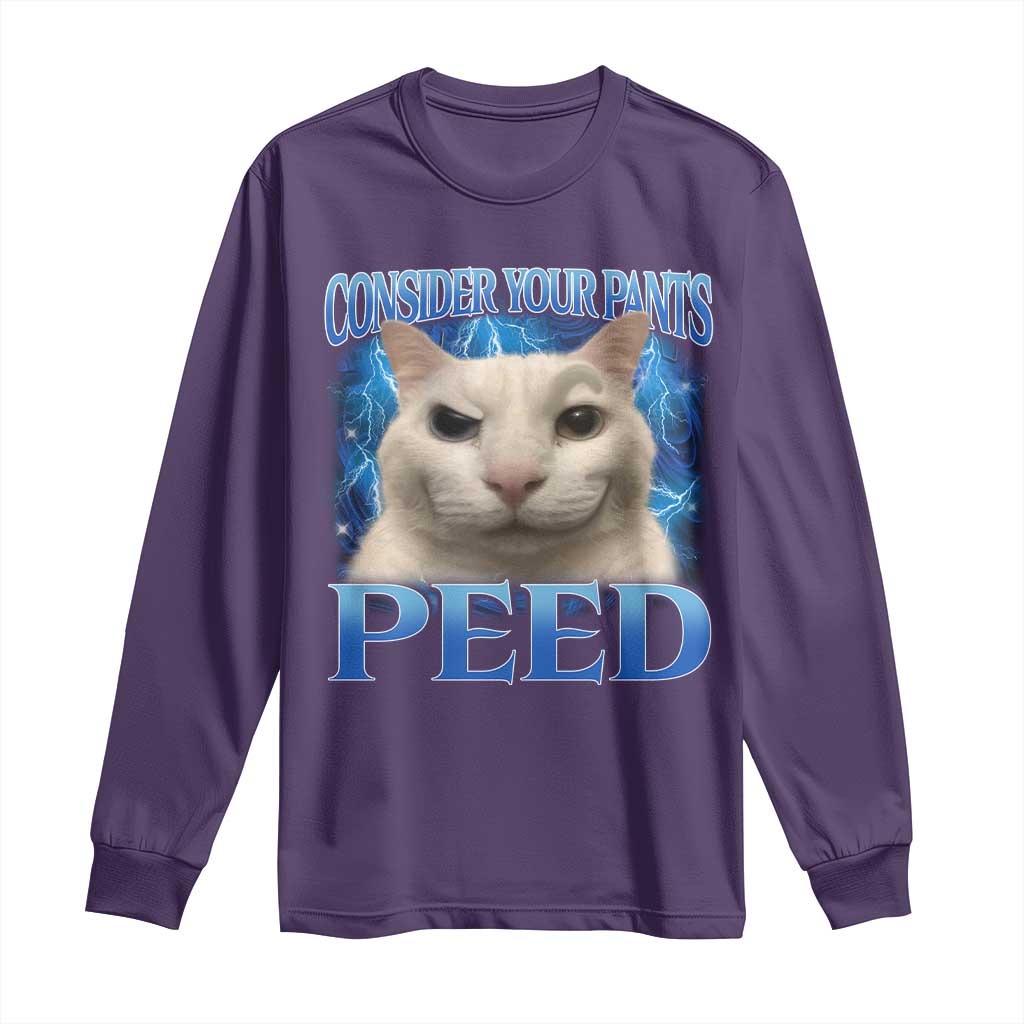 Meme Cat Long Sleeve Shirt Funny Weird Humor Consider Your Pants Peed - Wonder Print Shop
