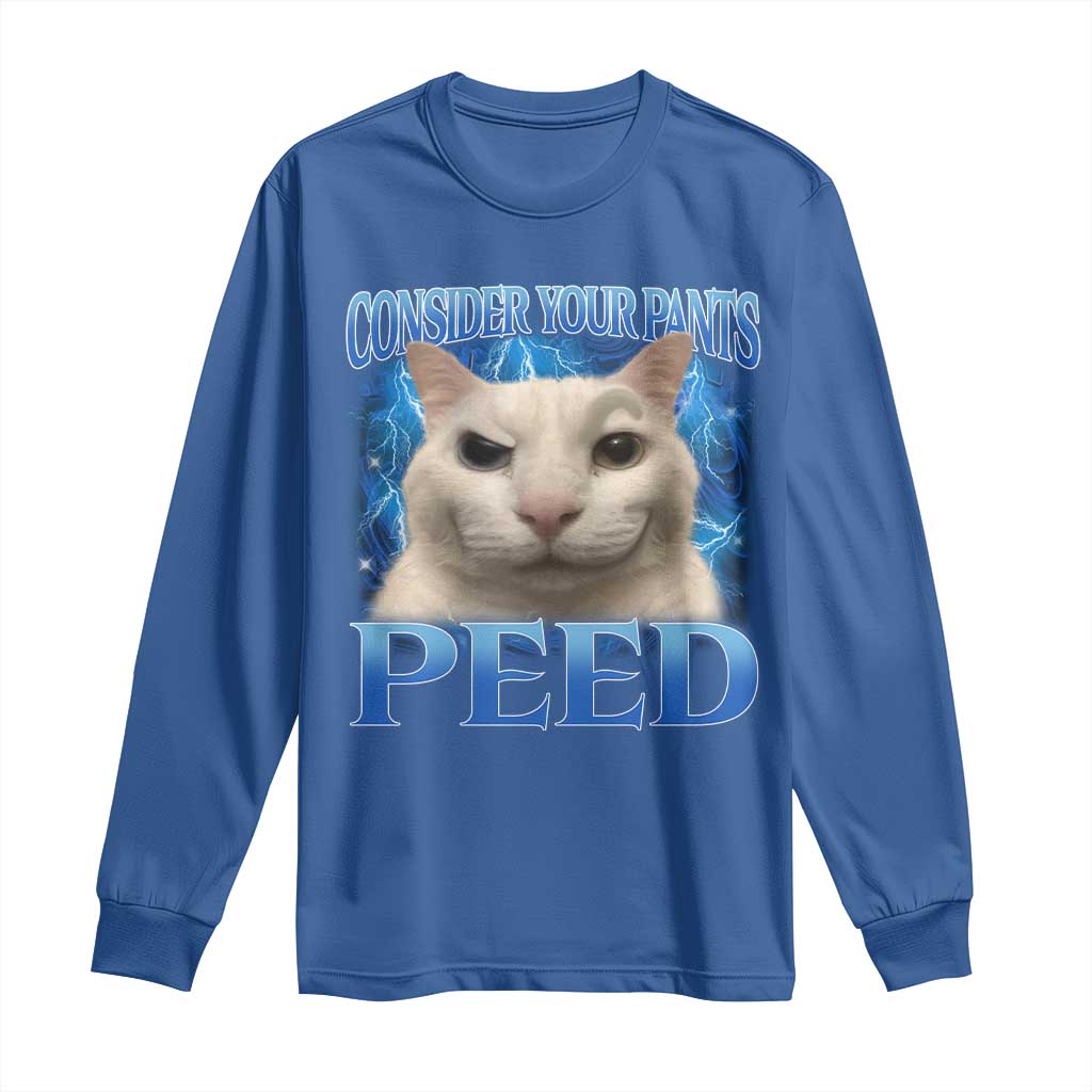 Meme Cat Long Sleeve Shirt Funny Weird Humor Consider Your Pants Peed - Wonder Print Shop