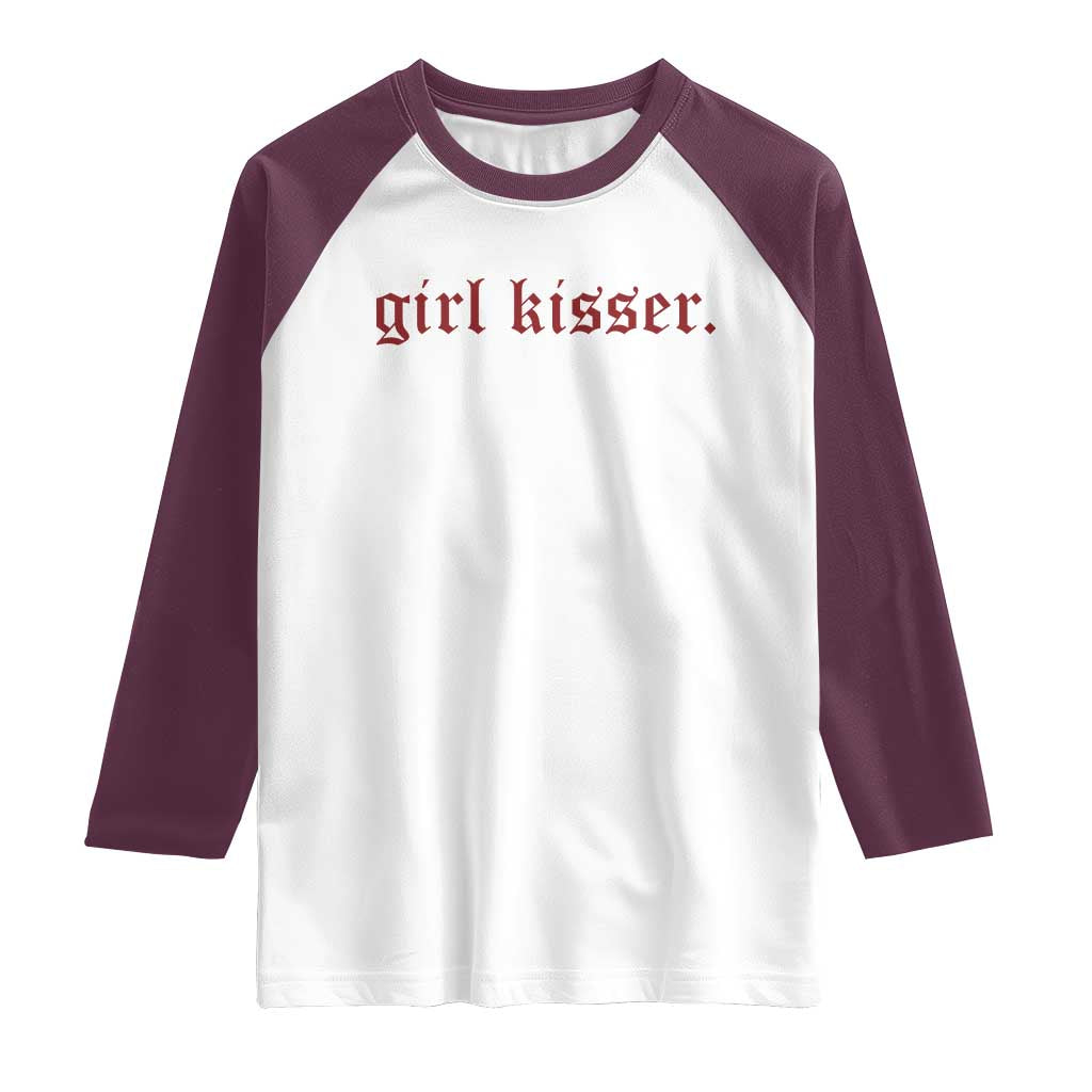 Girl Kisser Raglan Shirt Funny Lesbian Pride - Wonder Print Shop