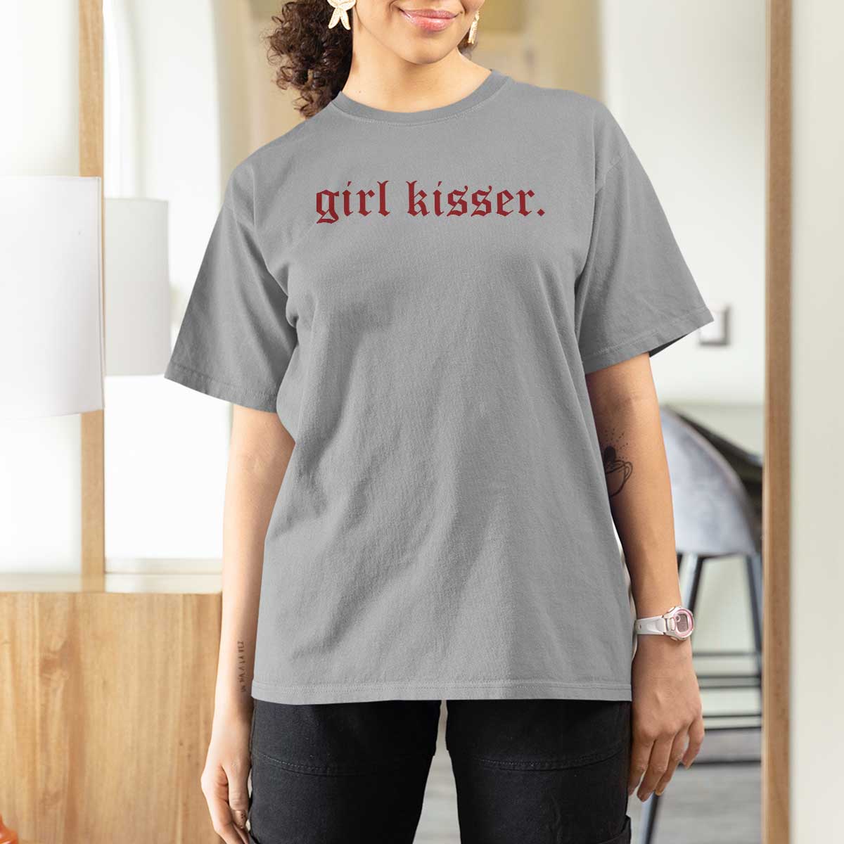 Girl Kisser T Shirt For Women Funny Lesbian Pride - Wonder Print Shop