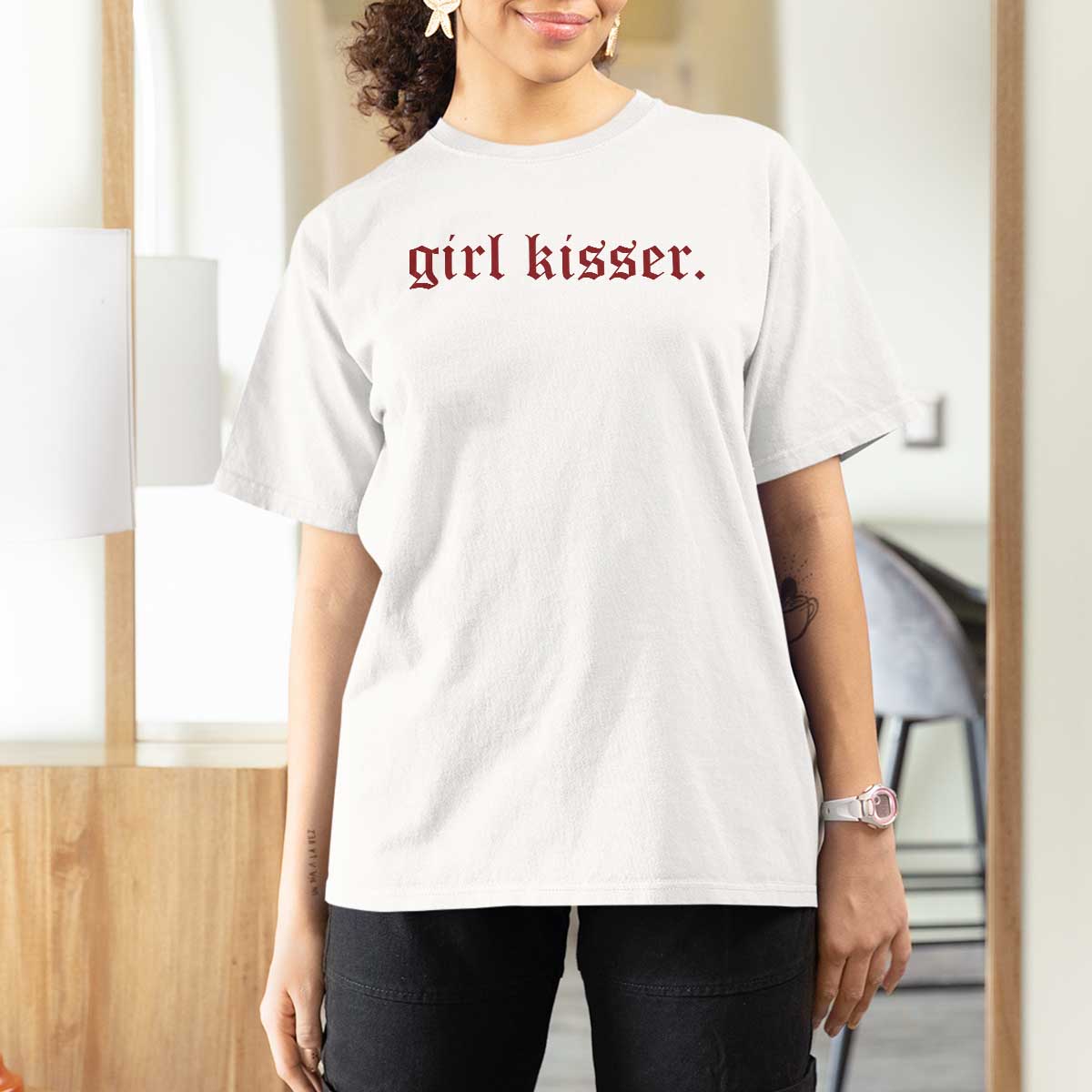 Girl Kisser T Shirt For Women Funny Lesbian Pride - Wonder Print Shop