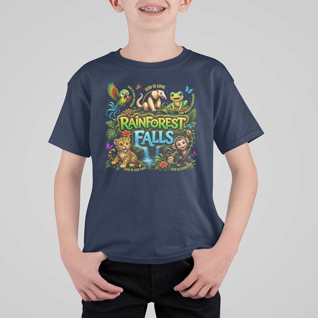 VBS 2026 T Shirt For Kid Rainforest Falls Exploring The Nature of God VBS 2026