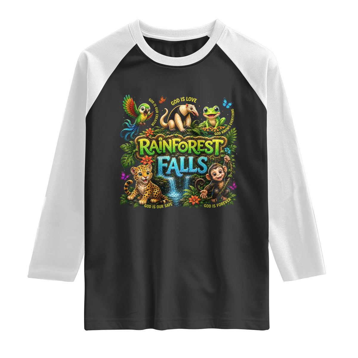 VBS 2026 Raglan Shirt Rainforest Falls Exploring The Nature of God VBS 2026