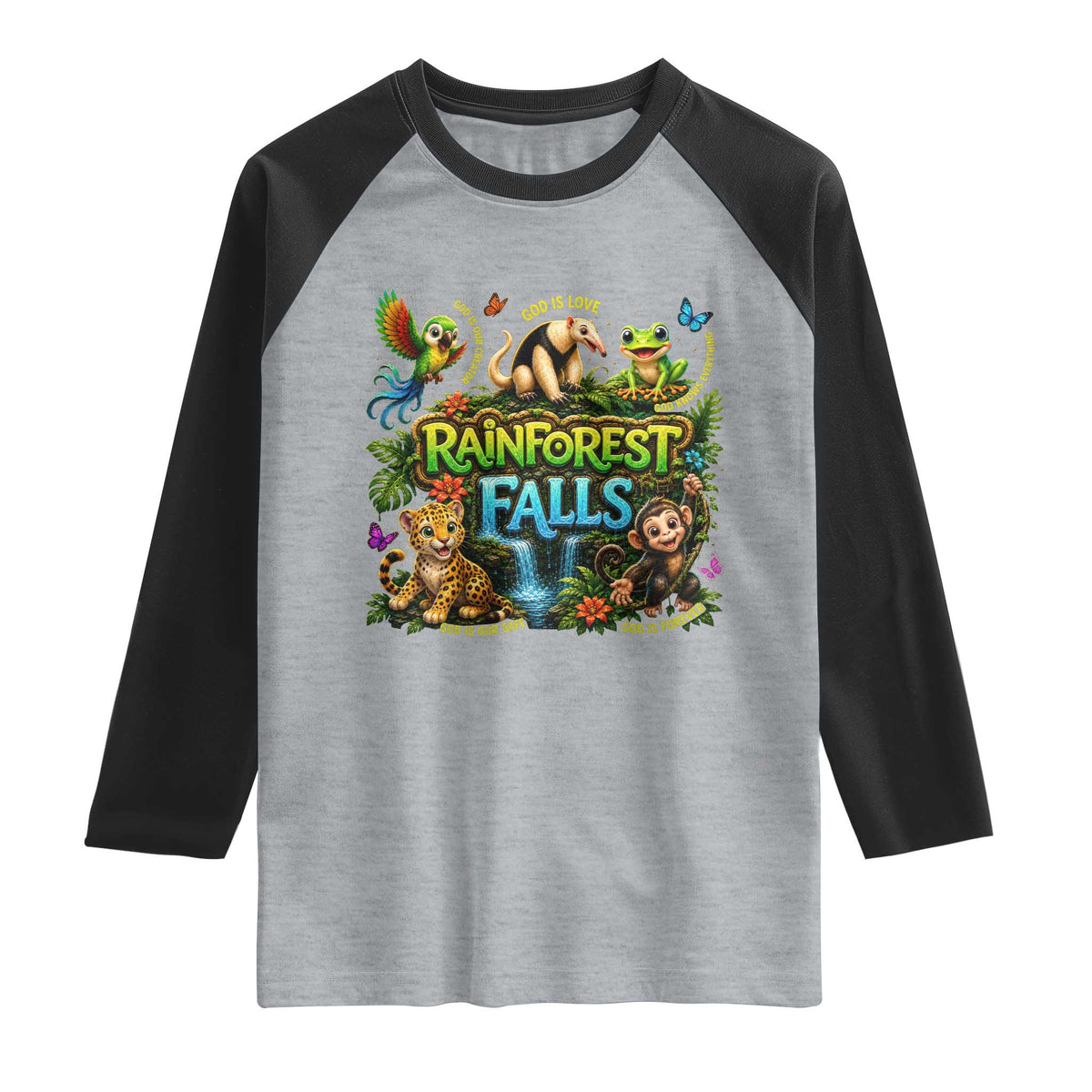 VBS 2026 Raglan Shirt Rainforest Falls Exploring The Nature of God VBS 2026