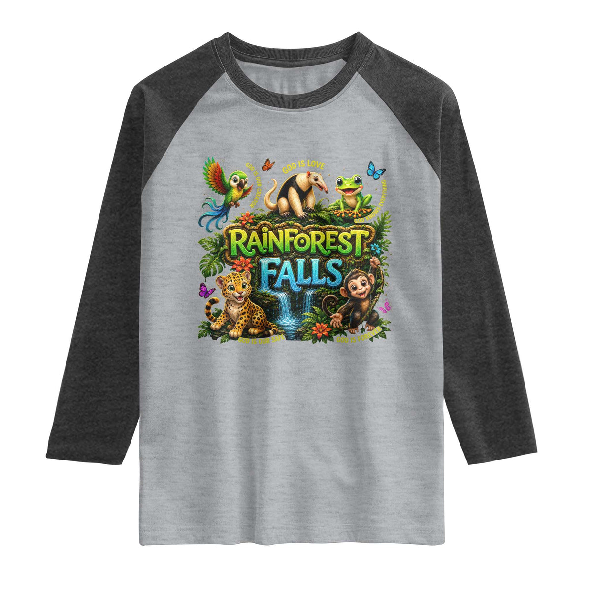 VBS 2026 Raglan Shirt Rainforest Falls Exploring The Nature of God VBS 2026