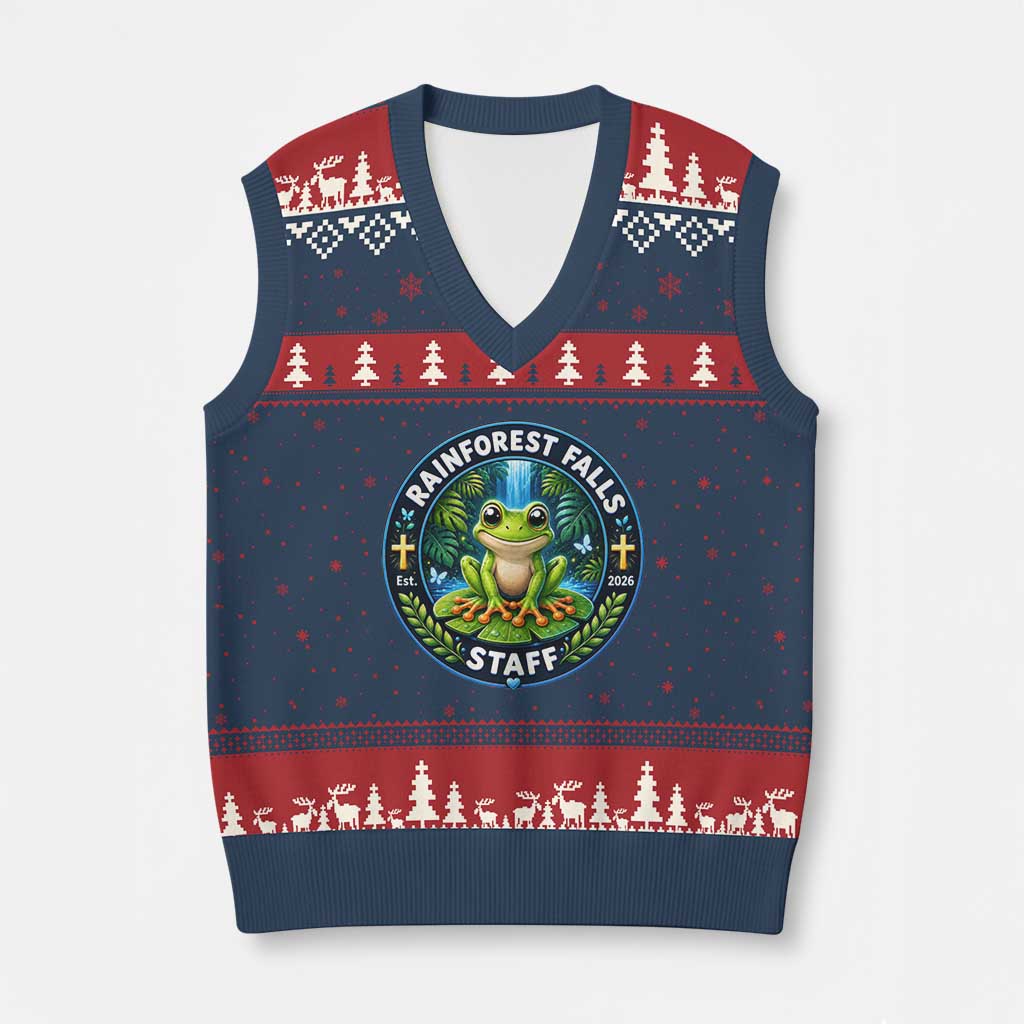 Rainforest Falls Staff V-Neck Knit Sweater Vest VBS 2026 Director Teacher