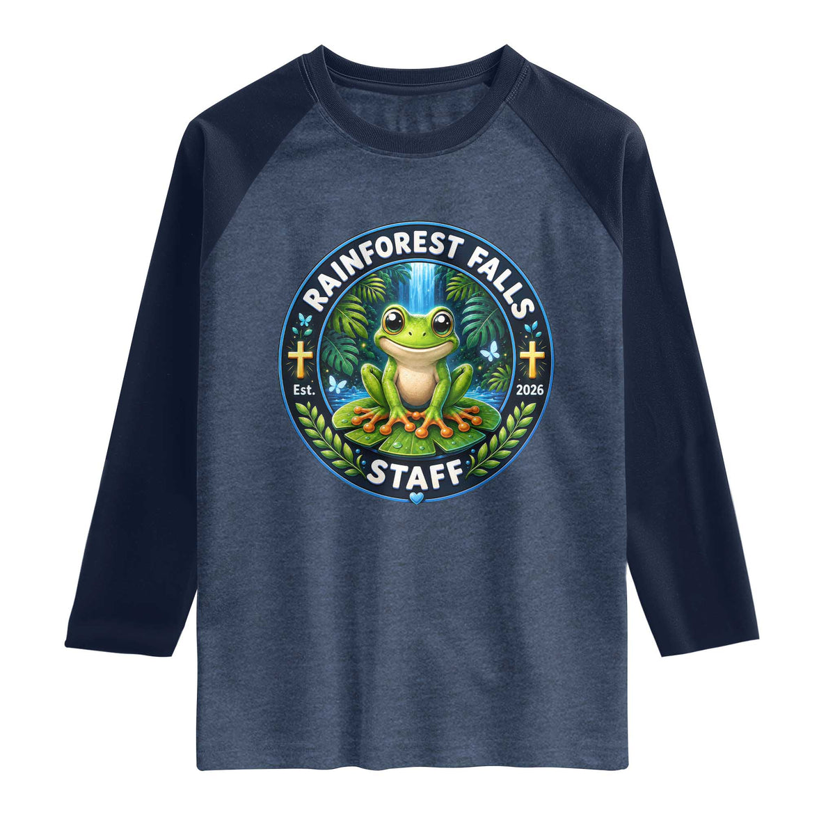 Rainforest Falls Staff Raglan Shirt VBS 2026 Director Teacher