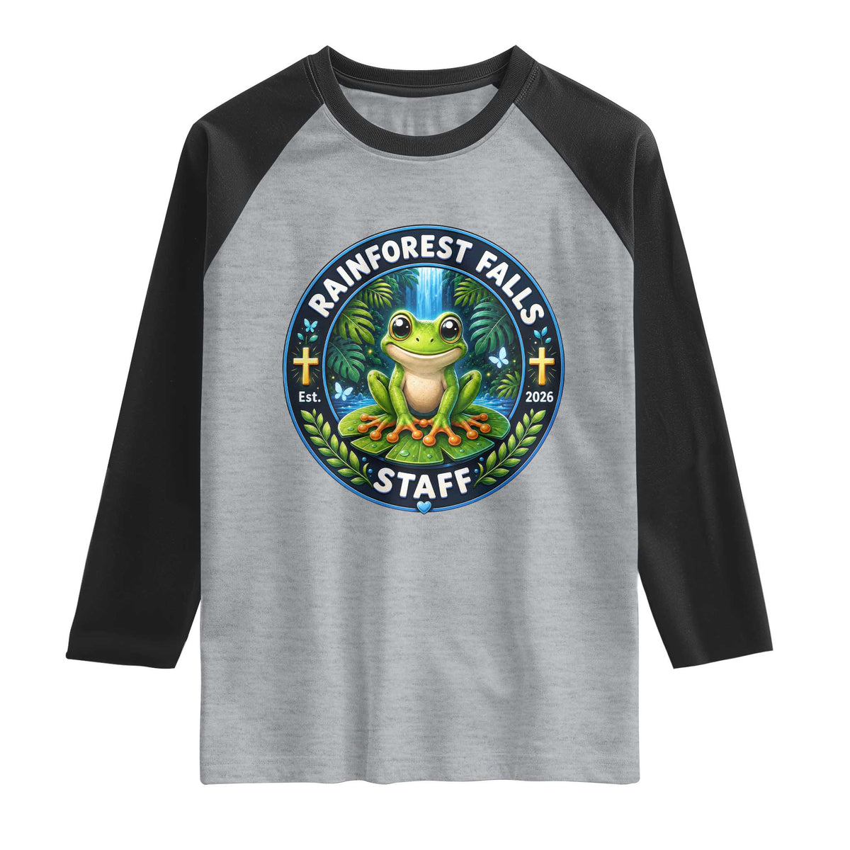 Rainforest Falls Staff Raglan Shirt VBS 2026 Director Teacher
