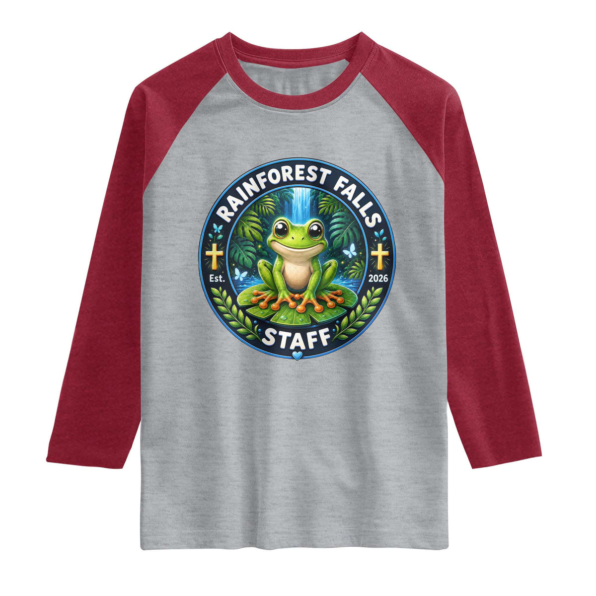 Rainforest Falls Staff Raglan Shirt VBS 2026 Director Teacher