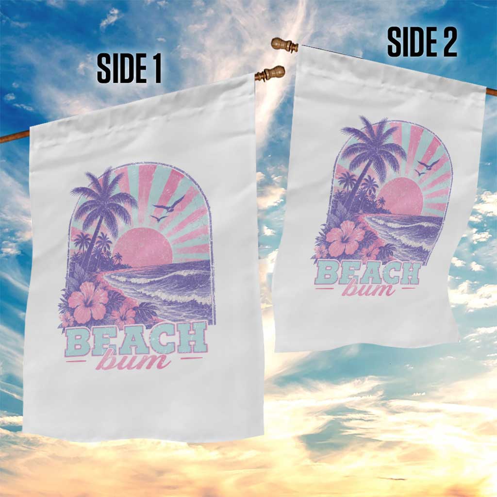 Beach Bum Garden Flag Summer Vacation Beach Lover Surf Wave Vintage Tropical Sunset Aesthetic