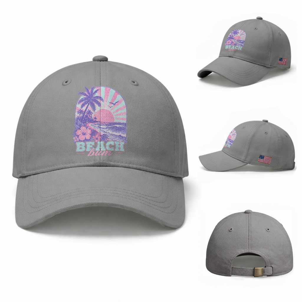 Beach Bum Baseball Cap Summer Vacation Beach Lover Surf Wave Vintage Tropical Sunset Aesthetic