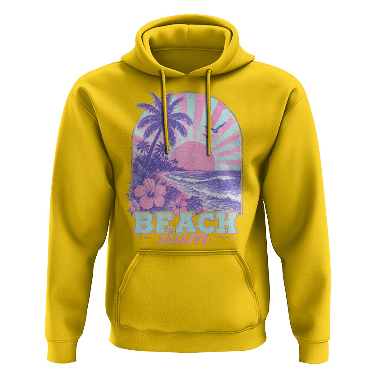 Beach Bum Hoodie Summer Vacation Beach Lover Surf Wave Vintage Tropical Sunset Aesthetic