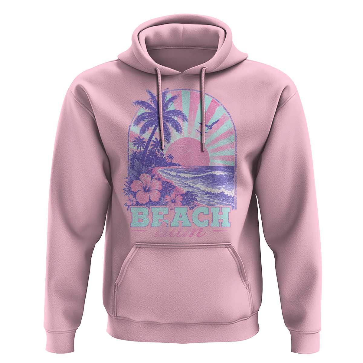Beach Bum Hoodie Summer Vacation Beach Lover Surf Wave Vintage Tropical Sunset Aesthetic
